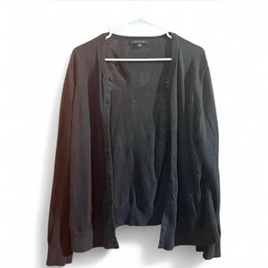 Ann Taylor Black Button Front Cardigan XXL Soft Knit Workwear Sweater